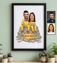 Kişiye Özel Karikatürlü Dizi Sever Sevgiliye Hediye Siyah Çerçeve Sevgililer Günü Hediyesi