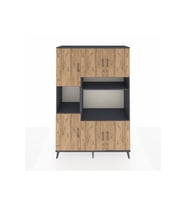 Hyperion Dolap 9 Raflı 6 Kapaklı 132x44x195 Antrasit-Çam/Antrasit