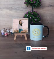 Gold Baş Harf Fotoğraflı Dekoratif Taş, Kupa Bardak Beyaz Hediye (Model 11)