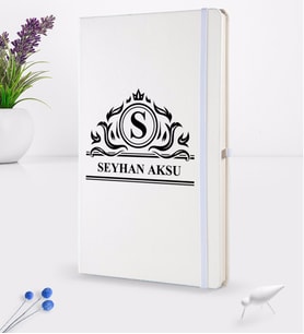 BK Gift Kişiye Özel İsimli Beyaz Termo Deri Defter 16x24cm Model 12