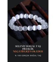 Selenit Doğal Taş Bileklik Set 8 Mm ( Negatif Enerjiyi Temizleme Gücü ) Aaa Kalite