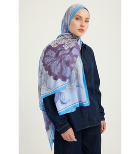 Schaless Mercan Bahçesi - Turuncu - Efilia Desenli Şal - 70x190 Cm (Lila)