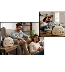 Crownwell Taşınabilir Bluetooth Retro Radyo Arizona Serisi / Grey