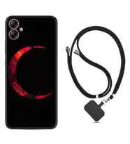 Samsung Galaxy A04E Kılıf Silikon Boyun Askılı İpli Desenli Silikon Red Moons 1747