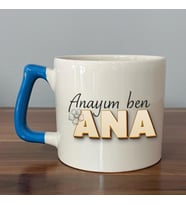 Anayım Ben Ana Baskılı Mavi Kulplu D Kupa