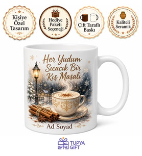 Salep Tiryakisine Tarçın Kokulu Karlı Kış Geceleri Sıcacık Kupa Bardak Hediye