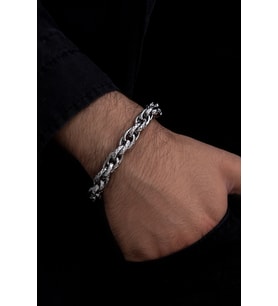 Erkek Çelik Bileklik - Sarmal Model Çelik Bileklik 6874652134534 (Beyaz)