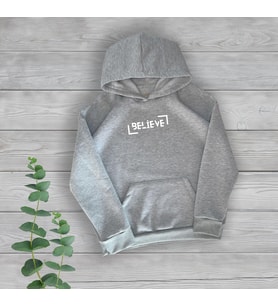Believe Göğüs Baskılı Unisex Oversize Gri Sweatshirt