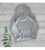 Believe Göğüs Baskılı Unisex Oversize Gri Sweatshirt