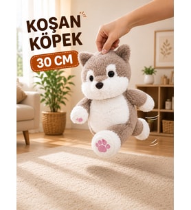 Kafasından tutup sallayınca koşan 30 cm peluş inek, köpek ve kuzu sevimli peluşlar koşan inek