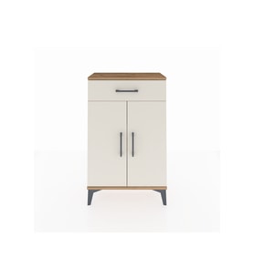 Arges Komodin 2 Raflı Tek Çekmeceli 2 Kapaklı 60x30x96 Çam-Aytaşı