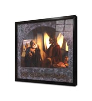 Bir Adam ve İsa Çerçeveli Cam Tablo