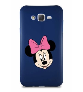 Samsung Galaxy J7 Core Soft Premier Kapak Minnie Mouse-C Tasarımlı Silikon Kılıf - Lacivert (Şeffaf)