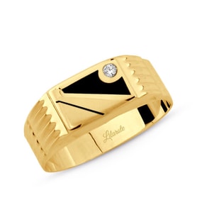 Erkek Taşlı Kare Altın Yüzük (Gold)