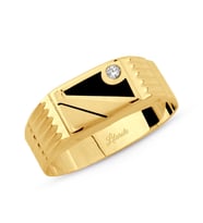 Erkek Taşlı Kare Altın Yüzük (Gold)
