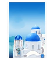 Yunanistan Antik Thera Adası Ege Yunanistan Ege Adası Illüstrasyon Tablo Ahşap Poster Dekoratif
