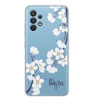 Samsung Art White Flowers Tasarımlı Şeffaf Telefon Kılıfı