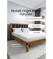 Ori̇on Model Siyah Puf Başlıklı Masif Ahşap Karyola Kolay Kurulum Fırınlanmış İthal Sibirya Çamı 140x190 Yatak Uyumlu