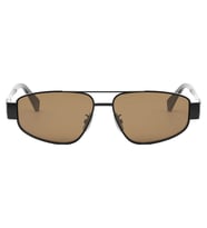 Celine CL40281U 01E Unisex Güneş Gözlüğü - Pilot Çift Köprü Form Siyah Metal Çerçeveli Kahverengi Ca