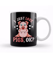 Cute & Funny I Just Love Pigs, OK Baby Pig Kupa Bardak Porselen