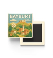 Bayburt - Memleket Temalı - Paper Cut Art - Baskılı Buzdolap Magneti Kare - 9x9 cm