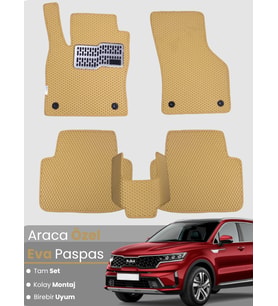 KİA SORENTO 7 KİŞİLİK (2015-2021) Uyumlu EVA Paspas Tam Set–Araca Özel,Kolay Montaj,Su Geçirmez