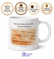 Denizli Traverten Esintili Baskılı Kupa Bardak Özel Tasarım Hediye
