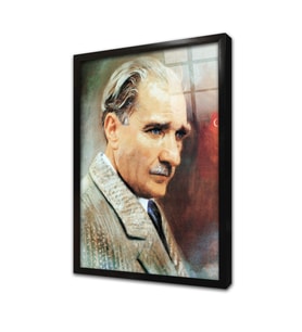 Mustafa Kemal Atatürk Çerçeveli Cam Tablo