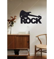 Rock Temalı Ahşap Duvar Dekorasyonu Tablosu (Siyah)