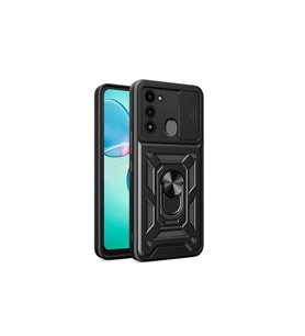 Tecno Spark 8C Uyumlu Kılıf Magnetik Standlı Kamera Korumalı Zore Sürgülü Vega Kapak