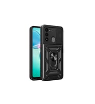 Tecno Spark 8C Uyumlu Kılıf Magnetik Standlı Kamera Korumalı Zore Sürgülü Vega Kapak
