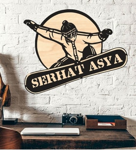 Snowboard Kayak Ahşap Duvar Tablo