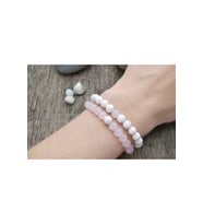 Kadın Pembe Kuvars Beyaz Howlite ve Rodonit Doğal Taş Bileklik