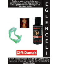 Parti Halloween Tiyatro Fosforlu Çift Damak Gerçekçi Korkutucu Takma Vampir Dişi 50 Gr Oyun Kanı Set