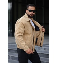 Unisex Yeni Sezon Kapitone Dolgulu Oversize Vintage (Krem)