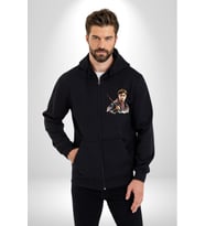 Sulu Boya Harry Potter Kadın Erkek Siyah Kapüşonlu Fermuarlı Baskılı Hırka Sweatshirt