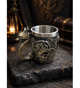 Ejderha Kupa Bardak 400 ml Viking Dragon Mug Paslanmaz Çelik Dekoratif Kupa