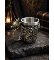 Ejderha Kupa Bardak 400 ml Viking Dragon Mug Paslanmaz Çelik Dekoratif Kupa