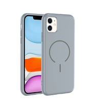 Apple iPhone 11 Uyumlu Kılıf M-safe Şarj Özellikli Zore Meta Kapak (Gri-Gri)