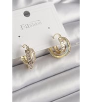 Pirinç Gold Renk Zirkon Taşlı Halka Model Kadın Küpe 5886 - HPSBYI1369-3762