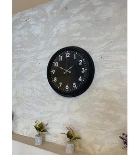 40 cm Siyah Metal Siyah Kadran Duvar Saati (Standart)