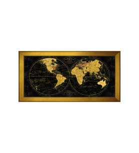 Harita Temalı Kanvas Tablo 80 x 110 cm Gold Çerçeve