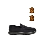Voyager Lacivert Nubuk Hakiki Deri Hafızalı Rahat Tabanlı Şık Erkek Casual Ayakkabı Loafer Sensitive M762 M