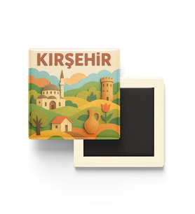 Kırşehir - Memleket Temalı - Paper Cut Art - Baskılı Buzdolap Magneti Kare - 9x9 cm