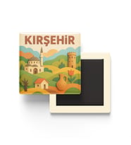Kırşehir - Memleket Temalı - Paper Cut Art - Baskılı Buzdolap Magneti Kare - 9x9 cm