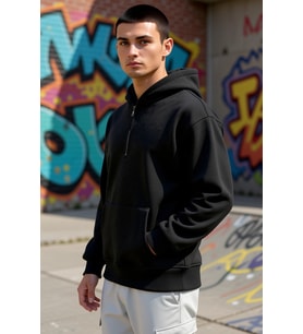 Erkek Kapüşonlu Fermuarlı Düşük Kol Uzun Kollu Kalıp Sweatshirt Fonksiyonel Dayanıklı Spor