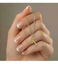 925 Ayar Gümüş Kişiye Özel 14 Ayar Altın Kaplama Gold Rengi İki Harf Kolye