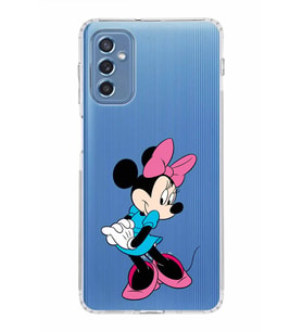 Samsung Galaxy M52  Kamera Korumalı Kapak Minnie Mouse Tasarımlı  Şeffaf  Kılıf