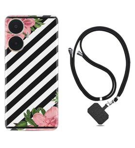 Realme C55 Kılıf Resimli Boyun Askılı İpli Desenli Silikon Strip Flowers 2 1409