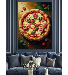 Taze Sebzeli İtalyan Pizzası Dekoratif Kanvas - Mdf Ahşap Tablo